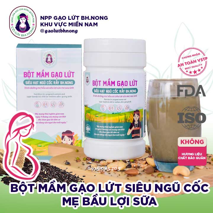 Bột Mầm Gạo Lứt Siêu Ngũ Cốc, Bổ Sung Chất Dinh Dưỡng, Giúp Lợi Sữa Cho Mẹ Bầu, Thương Hiệu Cô Gái Bhnong