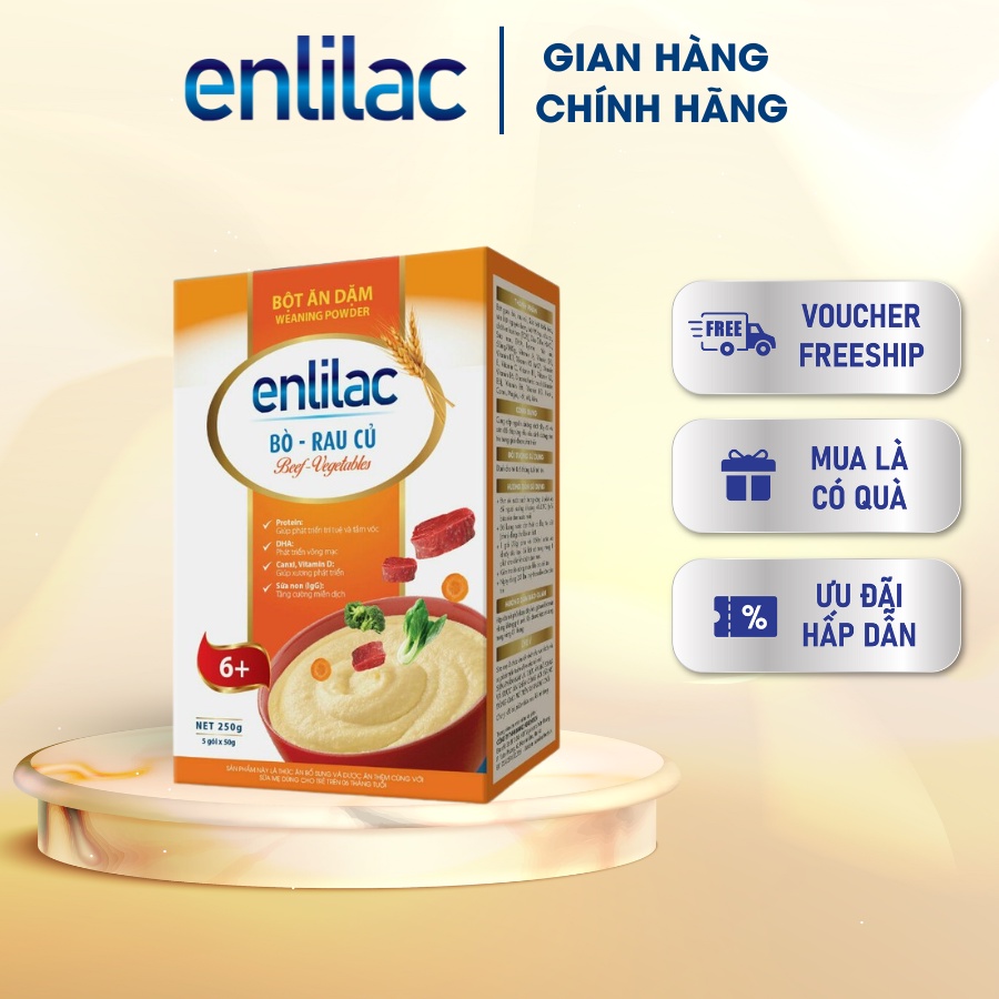 Bột ăn dặm Bò - Rau Củ ENLILAC bổ sung dinh dưỡng cho bé