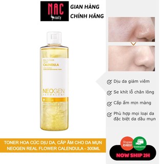 Toner hoa cúc làm dịu da, siêu cấp ẩm cho da mụn neogen dermalogy real flower toner calendula 300ml