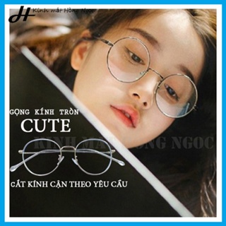 Gọng kính tròn, kính gọng tròn kim loại, phong cách cute Hàn Quốc