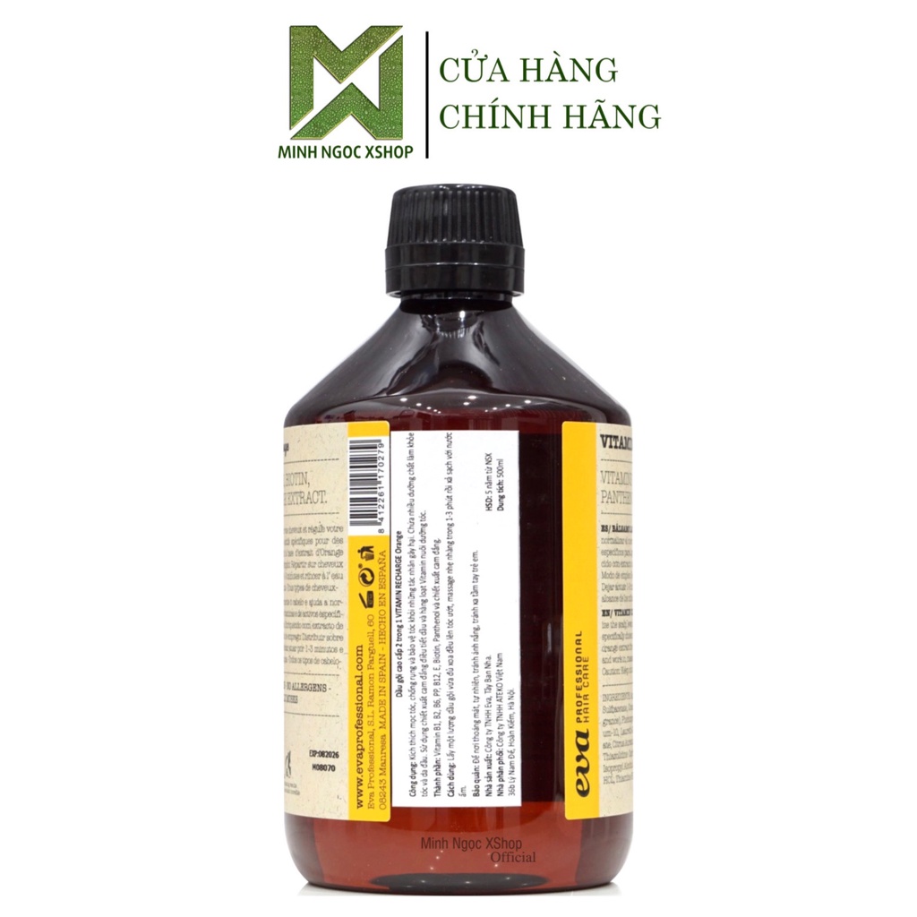 Dầu gội cho tóc dầu Eva Vitamin Recharge Orange 500ML