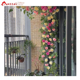 Dây hoa hồng leo giả cao cấp Anzzar loại thân cổ dài 3m trang trí ban công, sân vườn, quán cà phê đẹp tự nhiên DH-23
