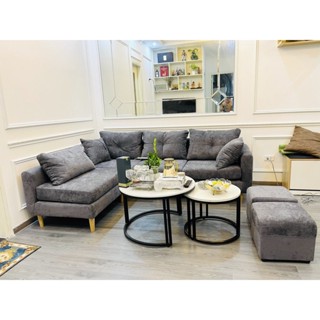   FREESHIPHN  Ghế sofa góc L nỉ kích thước 2m2x1m6 H2 Furniture 2m2x1m4 sofa góc L di động thông minh 