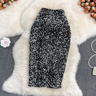 Chân váy đính sequin lấp lánh chân váy chữ A eo cao tôn dáng - 4 màu