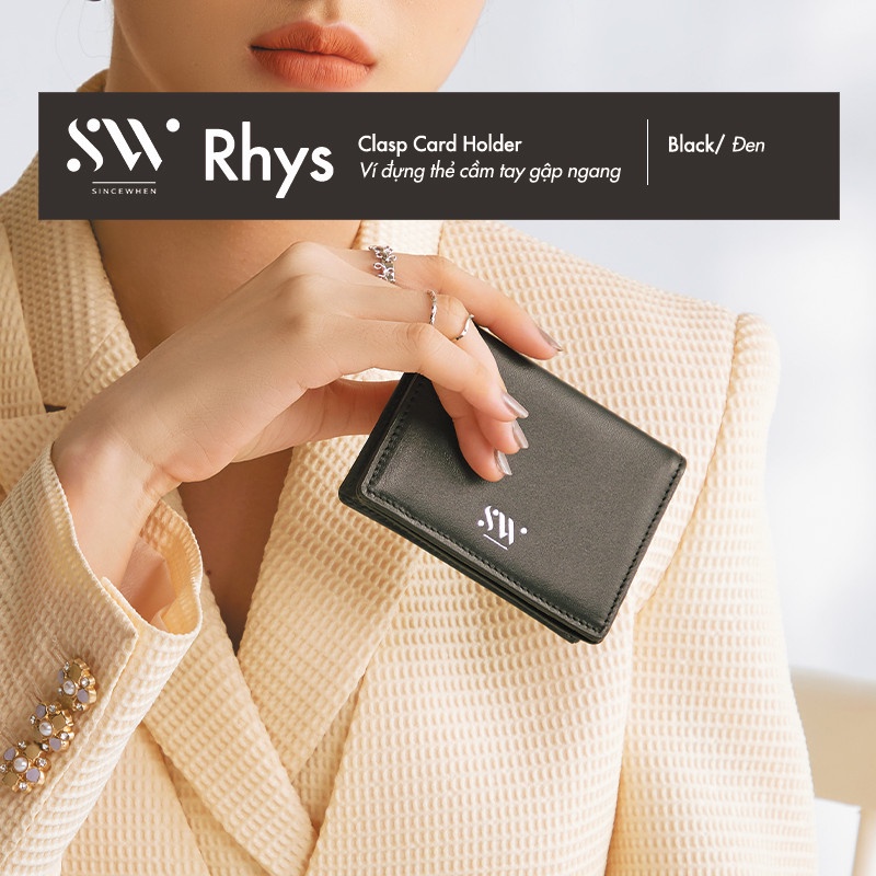 Ví đựng thẻ Sincewhen RHYS nhiều ngăn gập ngang - Đen (Clasp Card Holder - Black)