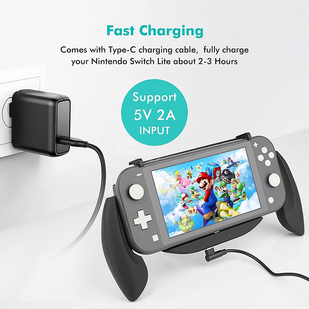 Bộ tay cầm chơi game LAMMCOU Switch Lite có chân đứng tiện dụng hỗ trợ sạc nhanh USB thích hợp cho Switch Lite