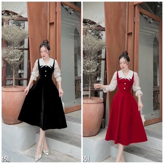 🔥🔥FREESHIP🧿VÁY CỔ SƠ MI TAY PHA SIÊU ĐẸP.SẴN HAI MÀI KÈM ẢNH THẬT TREO