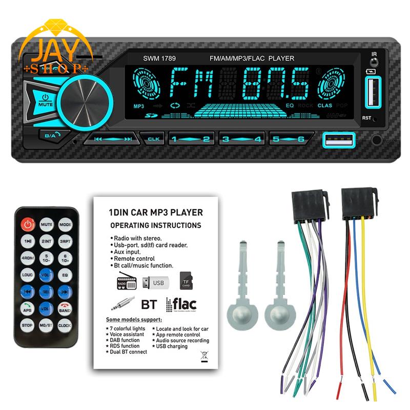 Máy Nghe Nhạc MP3 1 Din Kết Nối Bluetooth Đài FM Rảnh Tay Cổng USB Kết Nối Âm Thanh Stereo ISO Cho Xe Hơi
