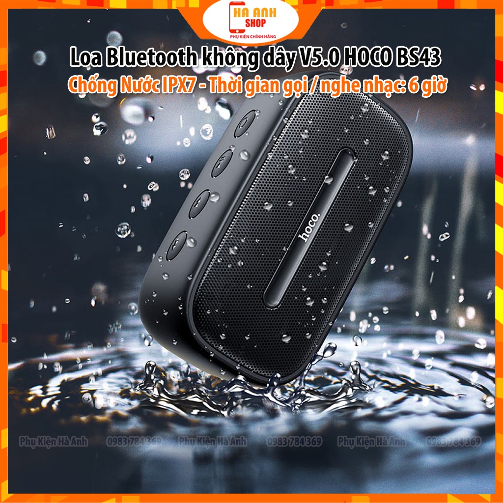 Loa Bluetooth không dây V5.0 HOCO BS43 Chống Nước IPX7 - Thời gian gọi / nghe nhạc: 6 giờ