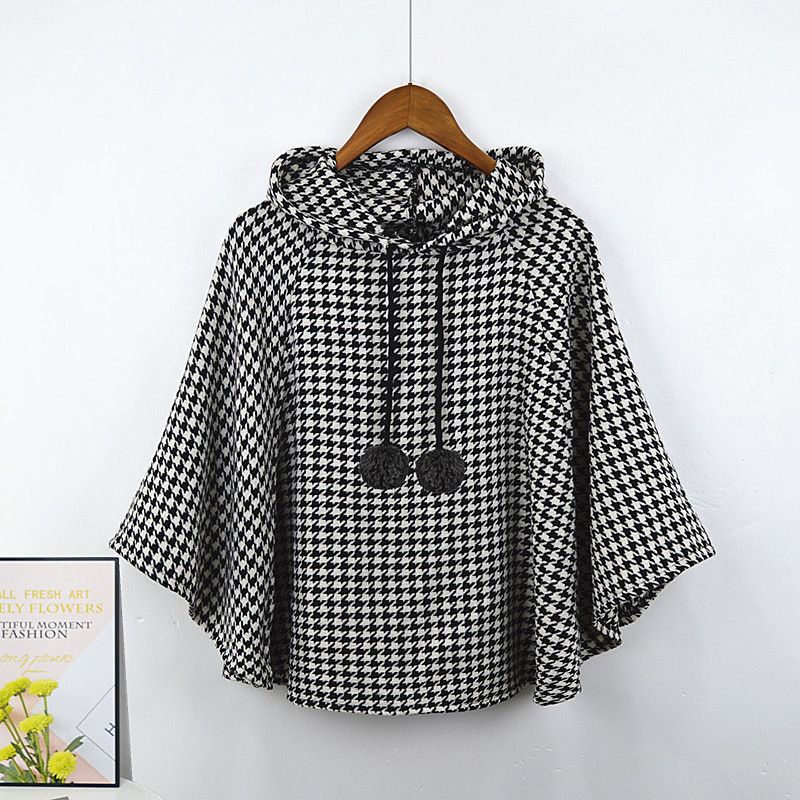 Áo Khoác Hoodie Chui Đầu Dáng Rộng In Họa Tiết Houndstooth Kiểu Hàn Quốc Thời Trang Cho Nữ | BigBuy360 - bigbuy360.vn