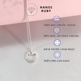 Dây chuyền vòng cổ bạc nữ hình mặt cười Hanoi Ruby dễ thương chất liệu bạc S925 tiêu chuẩn Italia