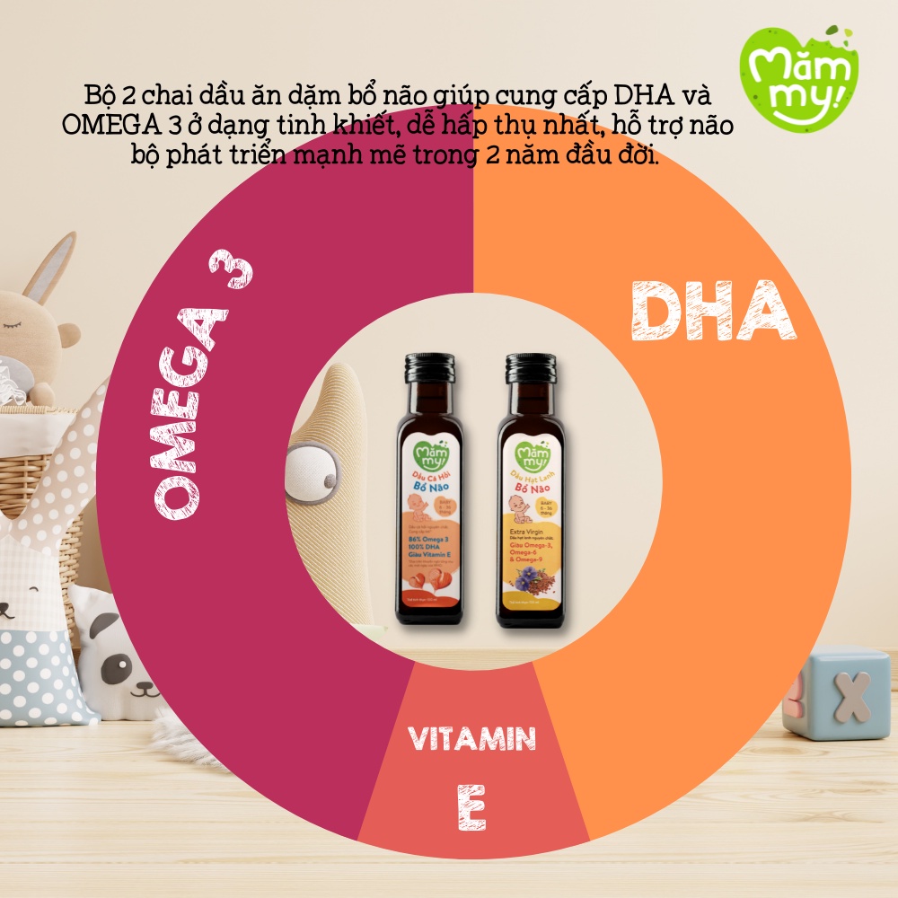 Dầu ăn dặm cá hồi bổ não Mămmy giàu DHA, Omega3 cho bé ăn dặm từ 6 tháng chai 100ml