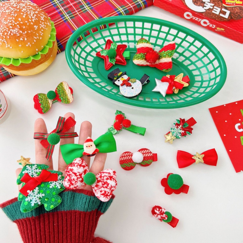 Bộ 5 Kẹp Tóc Kích Thước Nhỏ Họa Tiết Giáng Sinh Dễ Thương Dùng Trang Trí Tiệc