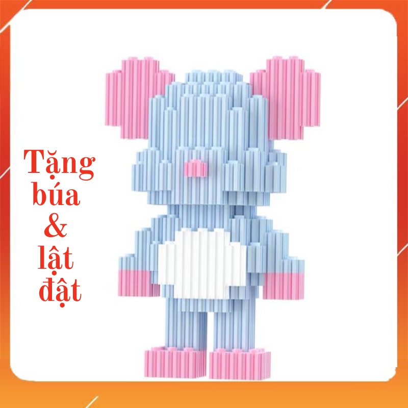 Đồ chơi mô hình lắp ráp Gấu bạo lực Bearbrick 3D size 12cm lắp ráp xếp hình bear brick mini 3D (mua 4 tặng 1 búa)