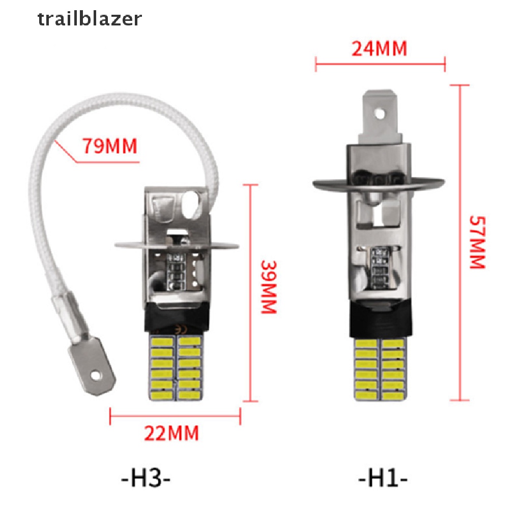 Set 2 Đèn LED H3 H1 24 SMD 12V Ánh Sáng Trắng Dành Cho Ô Tô