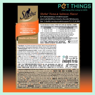 Sheba gói cho mèo 70g Pate thịt nấu kèm nước sốt cho mèo con, mèo trưởng thành