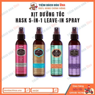 Xịt dưỡng tóc Hask Keratin, Argan oil 5-in-1 Leave-in Spray 175ml phục hồi tóc hư tổn