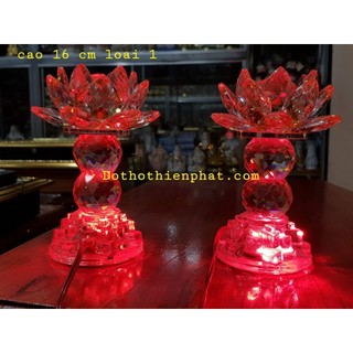 Cặp đèn thờ đá pha lê cao cấp cao 16cm