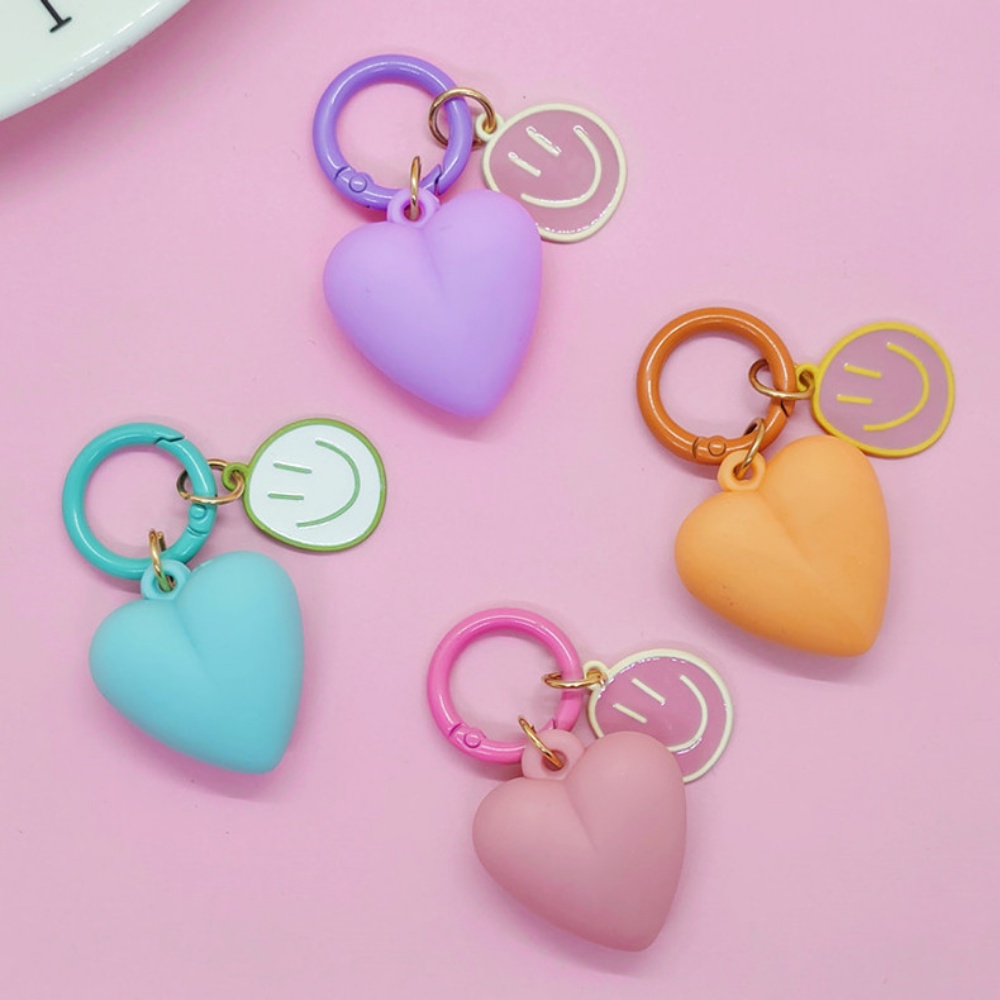 Móc Khóa Mặt Hình Trái Tim Màu Kẹo Dễ Thương Dùng Làm Quà Tặng