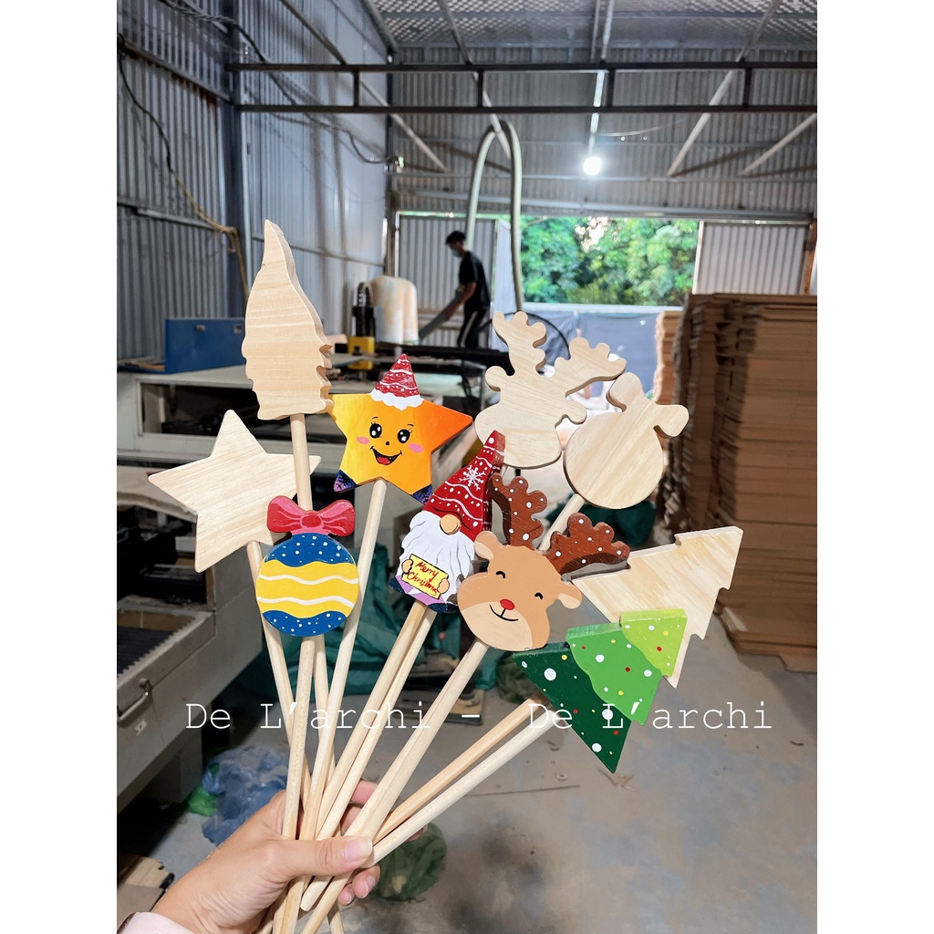 Đũa thần Noel bằng gỗ trang trí nhà cửa