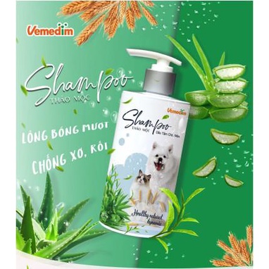 SỮA TẮM THẢO MỘC CHIẾT SUẤT YẾN MẠCH, NHA ĐAM, GIÚP LÔNG BÓNG MƯỢT CHO CHÓ MÈO - VEMEDIM 300ML