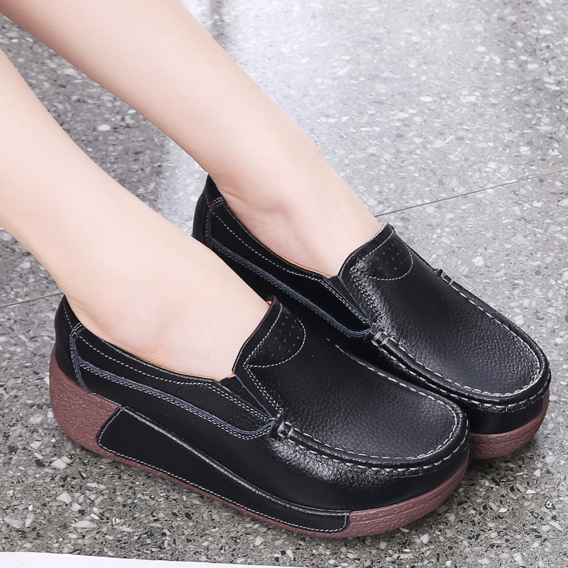 Giày Da Cổ Thấp Thời Trang Thu Đông Cho Nữ Size 35-41