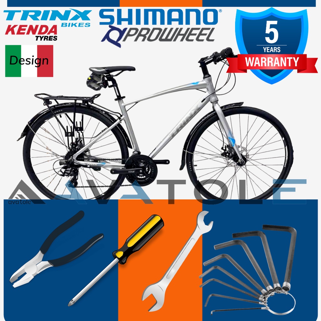 Xe đạp đường trường TrinX Free 2.4 Khung sườn hợp kim nhôm Alloy 700Cx470 Bộ truyền động Shimano 24 Tốc độ Màu BẠC