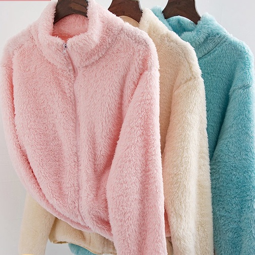 DIDIKA Áo khoác vải lông cừu 2 mặt giữ ấm thời trang cho nam nữ