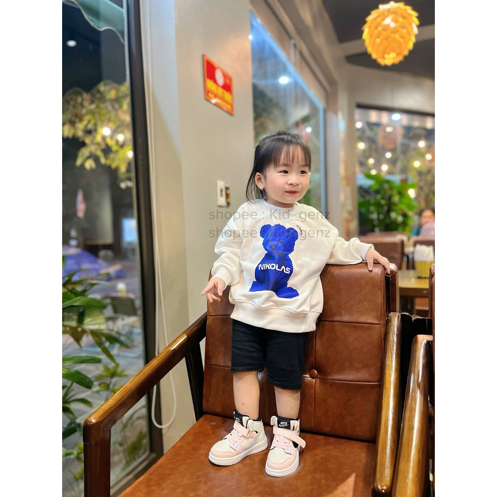 Áo sweater nikolas full blue cho bé , áo nỉ cổ tròn trẻ em bé trai , gái unisex , Kid_genZ