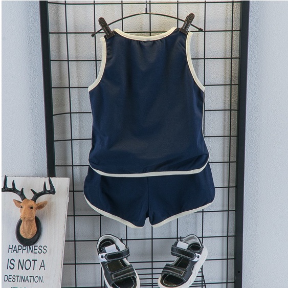 Quần áo bé trai, đồ bộ hè ba lỗ sát nách cộc cho bé in chữ sunny day cực xinh chất cotton co giãn thoáng mát - BE KOREA