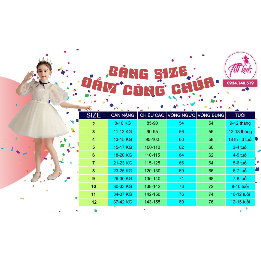 Đầm Công Chúa Cho Bé Gái TiTiKids Đầm Cao Cấp Xanh Đen Kim Sa CC169