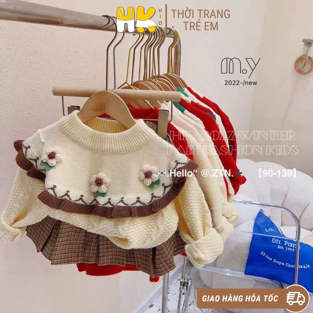 Áo len cho bé HK KIDS, áo len cao cấp dài tay chất len mềm mịn đanh lì size cho bé từ 3 đến 8 tuổi (mã 2250+2265+8212)