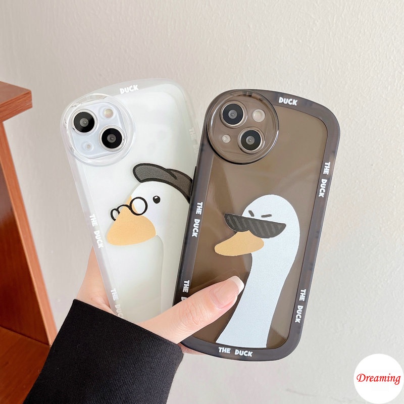 Ốp lưng điện thoại cho VIVO Y02S Y22 Y22S Y35 Y77 Y55 Y75 T1 Y33S Y21S Y21 Y53S Y51 Y51A Y31 Y30 Y50 Y20 Y12S Y20s G Y16 Y15S Y15A 4G 5G Vỏ mắt lớn mờ Motif The Duck với kính