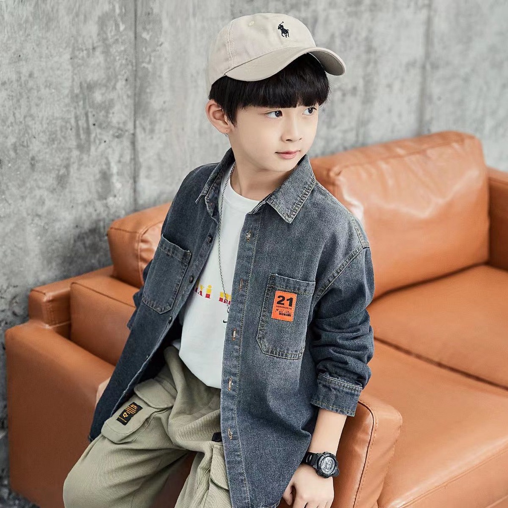 Áo Khoác denim Thời Trang Hàn Quốc 2022 Dành Cho Bé Trai
