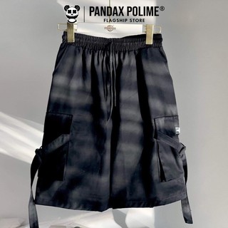 Quần short túi hộp PANDAX , pants phối dây unisex nam nữ màu đen