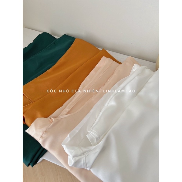 Set Áo Dài Cách Tân Voan Tơ Thêu Hoa Cổ 4 Tà Tay Lỡ Kèm Quần Lụa Đẹp