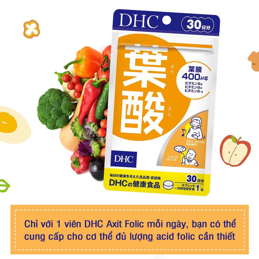 Viên uống Acid Folic DHC Nhật Bản dành cho mẹ bầu thực phẩm chức năng 30 ngày XP8-DHC-FOL30