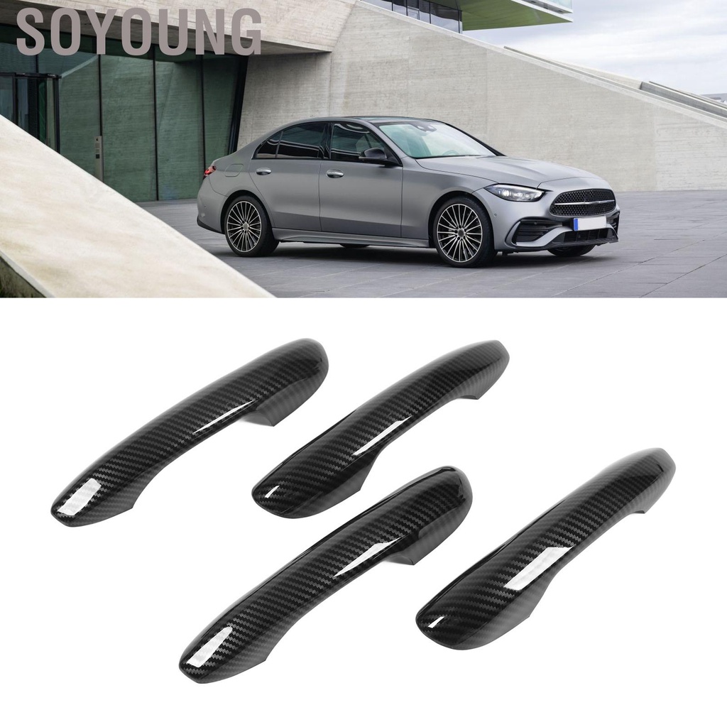 Soyoung Car Exterior Door Handle Cover Carbon Fiber Style Replacement for Mercedes‑Benz C‑class W206 2022 and Up
