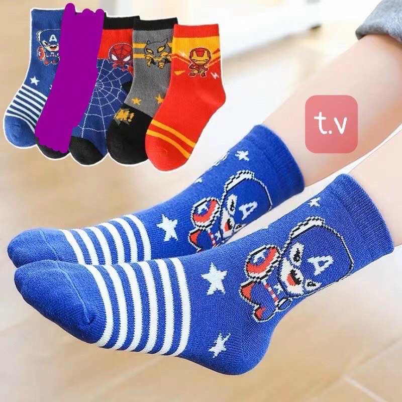 Set 10 đôi Tất Trẻ Em Thu Đông Cotton Hoạ Tiết Cao Cấp Dày Dặn Cho Bé