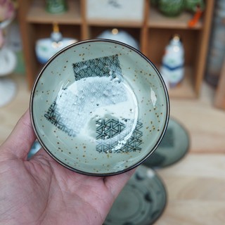 Bộ 10 Đĩa Chấm Men Lam - Gốm Sứ Nhật Bản