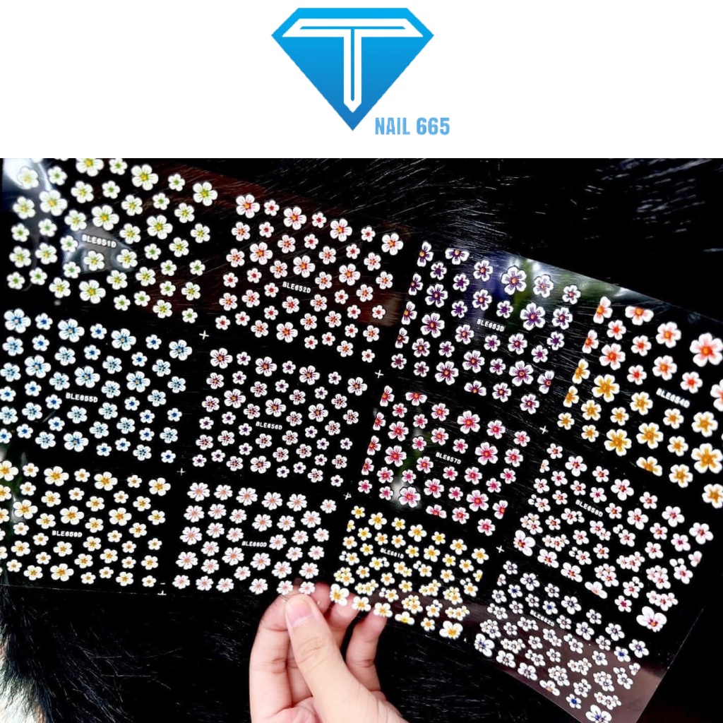 Sticker dán móng nail , Sticker hình dán trang trí móng tay nhiều hình hoa logo họa tiết tấm to