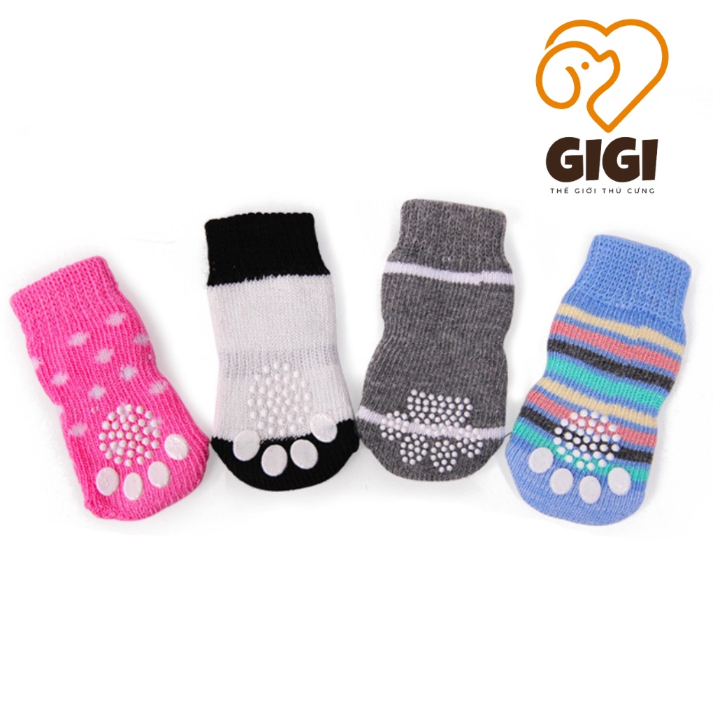 Tất vớ 4 chân co giãn cho thú cưng chó mèo giữ ấm mùa đông chống trơn trượt phụ kiện giá rẻ - GiGi Pet Shop