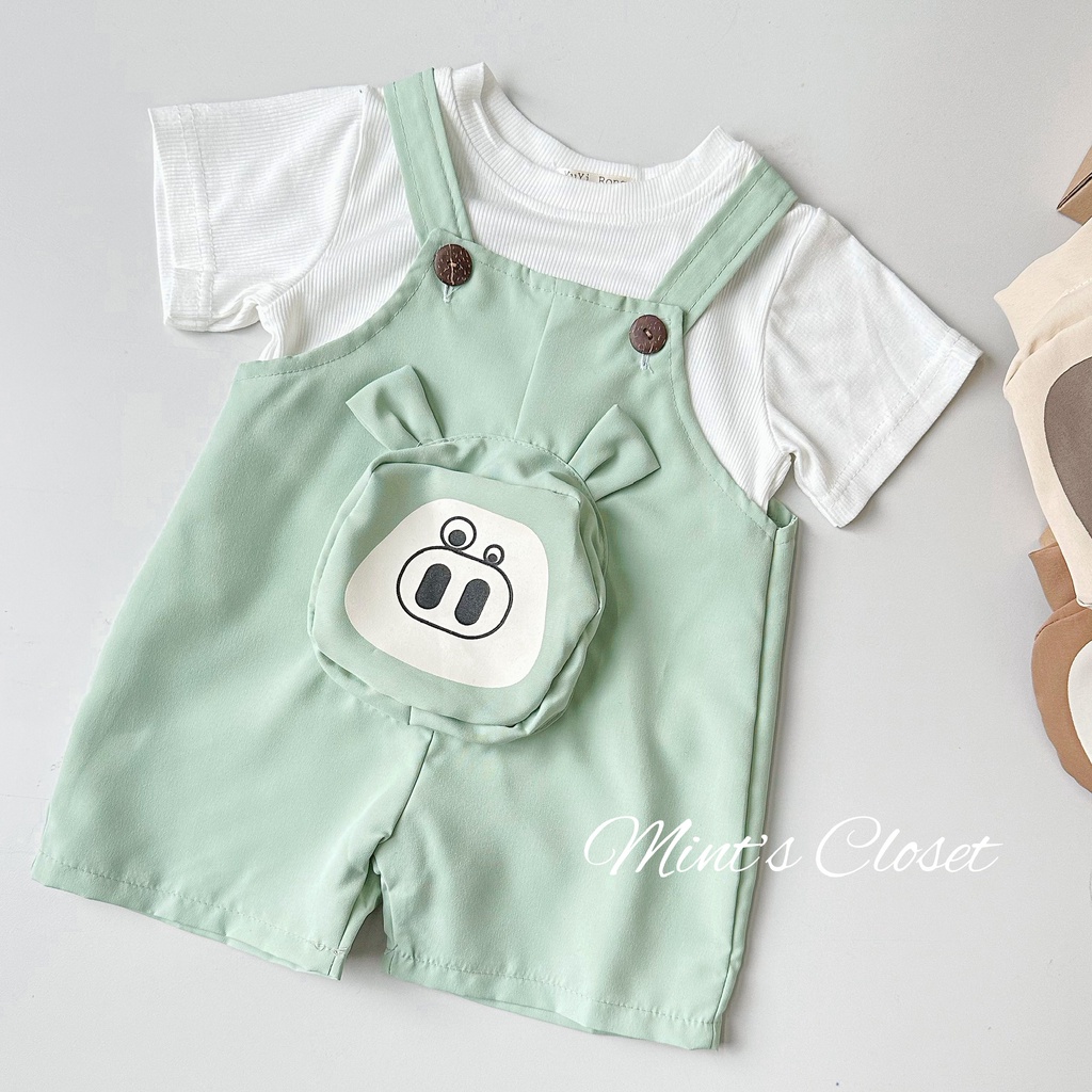 Set áo thun cộc tay yếm con vật bé trai sơ sinh 1 2 3 tuổi MINTSCLOSET Mint's Closet - YE5048 - YE5051 - YE5077