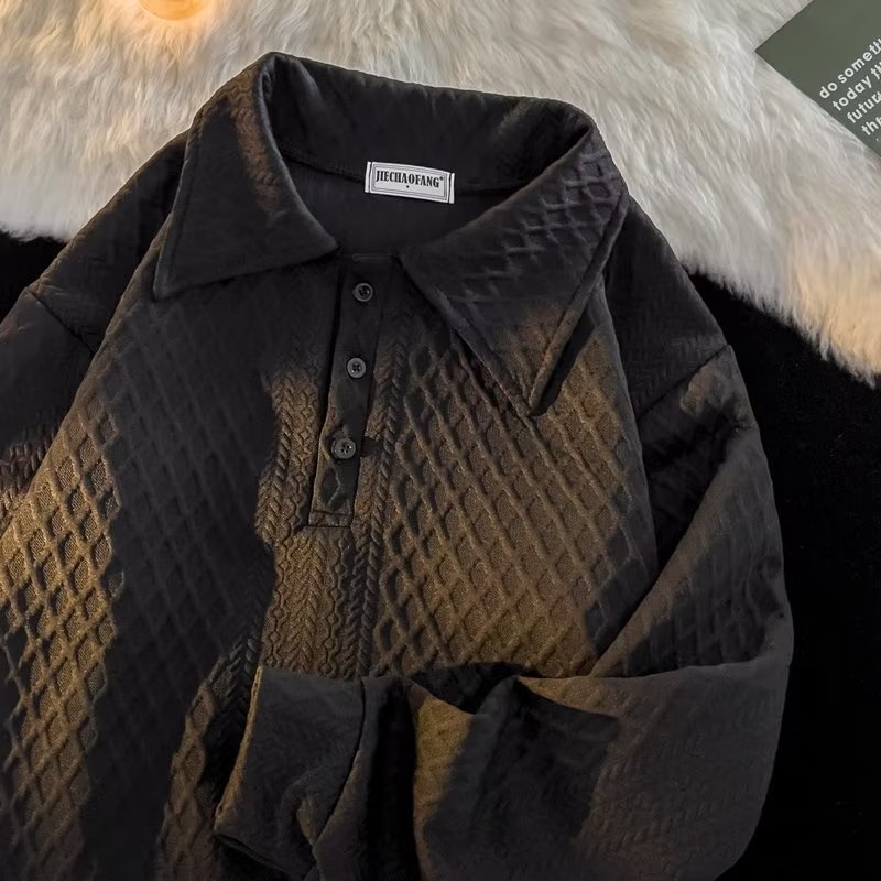 Áo Sweater Polo Tay Dài Dáng Rộng Thời Trang Thu Đông Hong Kong Cho Nam 2022