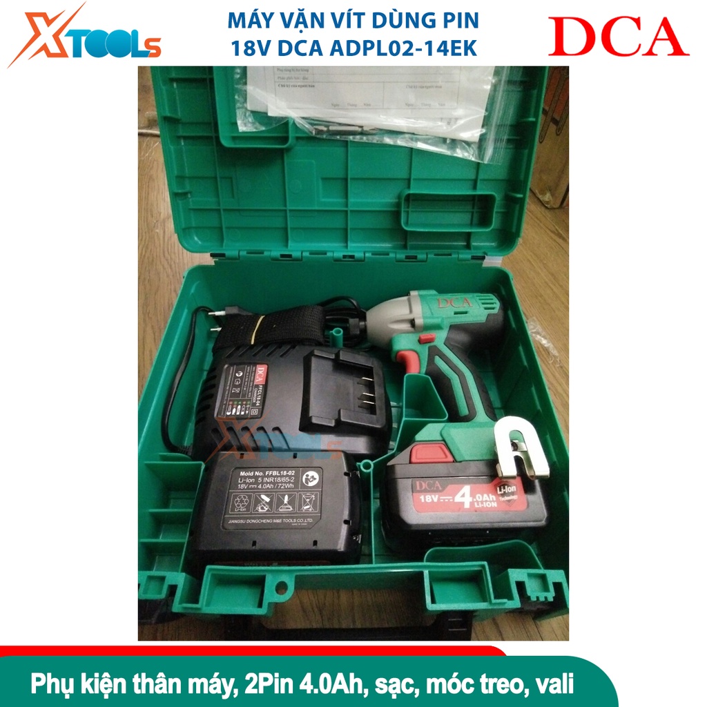 Máy siết vít dùng pin 18V DCA ADPL02-14EK, động cơ không chổi than, chức năng nới lỏng thông minh