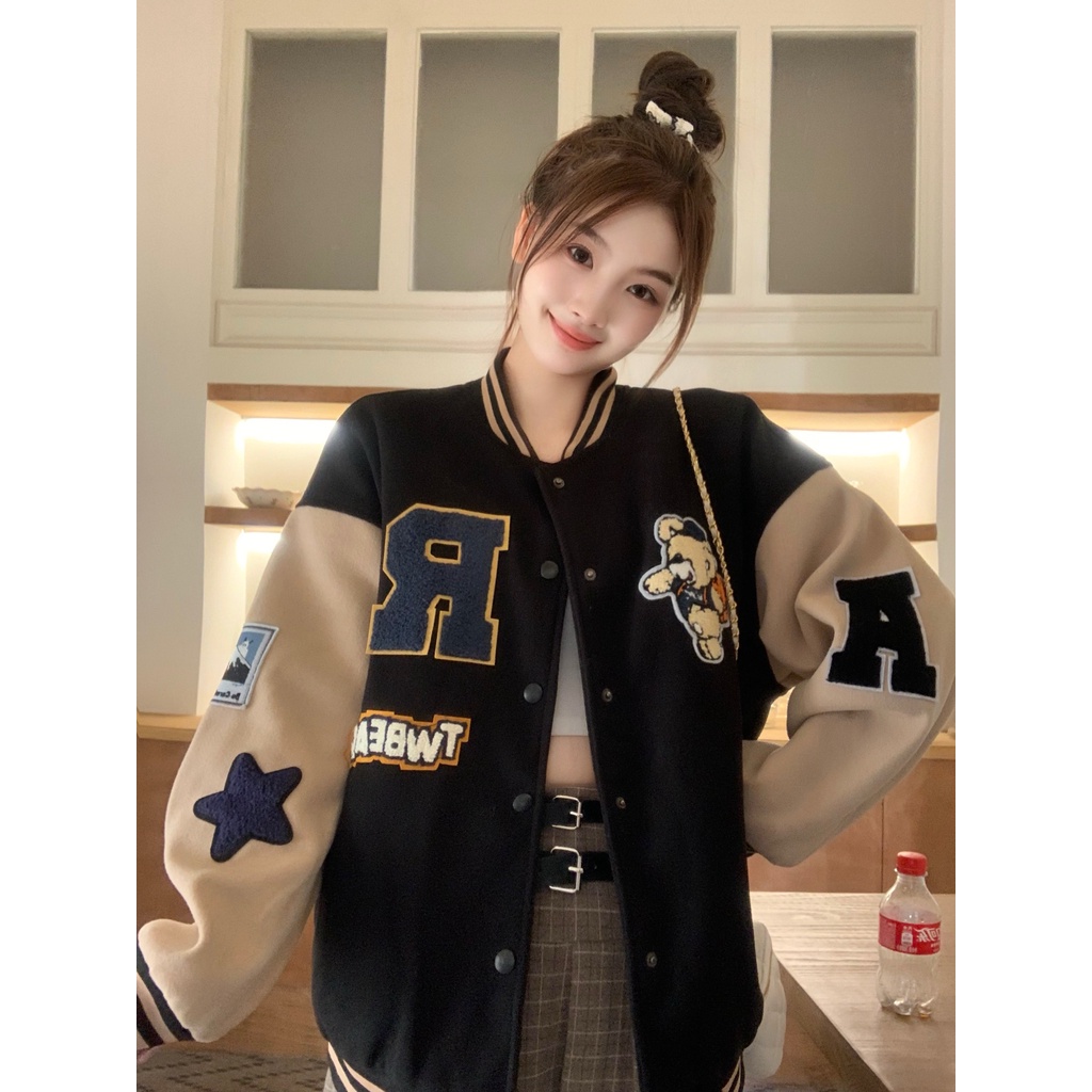 Áo Khoác BomBer Nỉ Nam Nữ Unisex Mùa Đông Gió Dù Thiết Kế May Chữ RA Rộng Dãi Form To Phong Cách Thể Thao Hàn Quốc Loại1