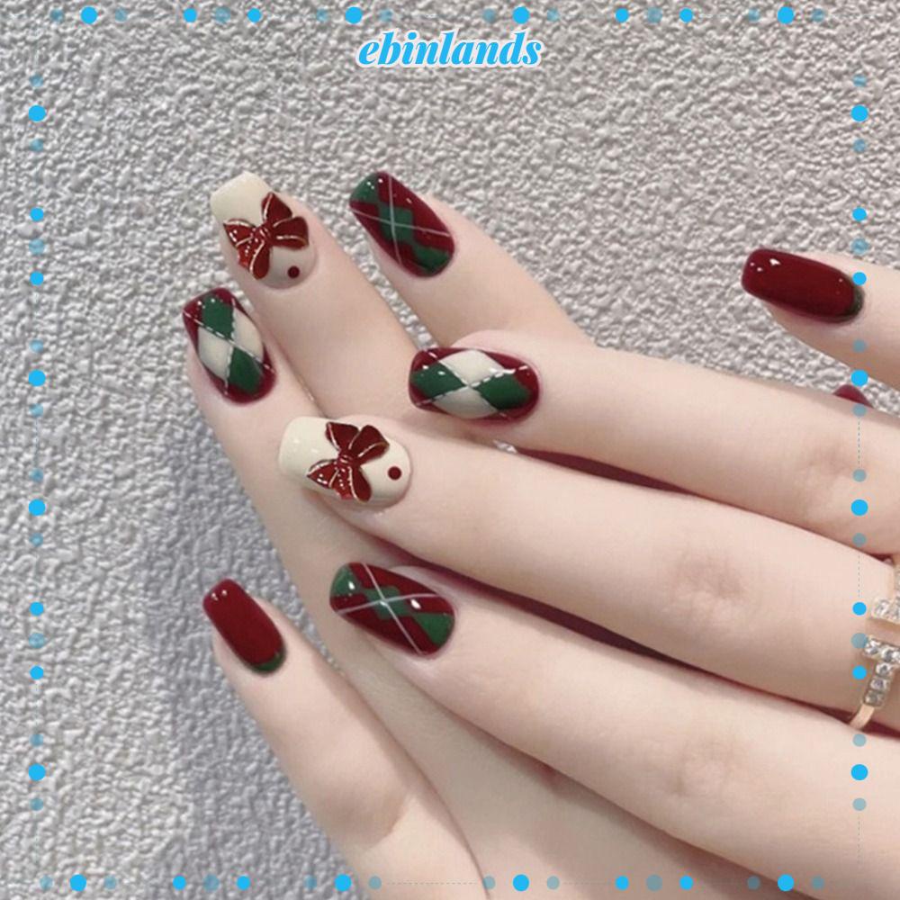 Bộ 24 Móng Tay Giả Ngắn Hình Vuông Có Thể Tháo Rời