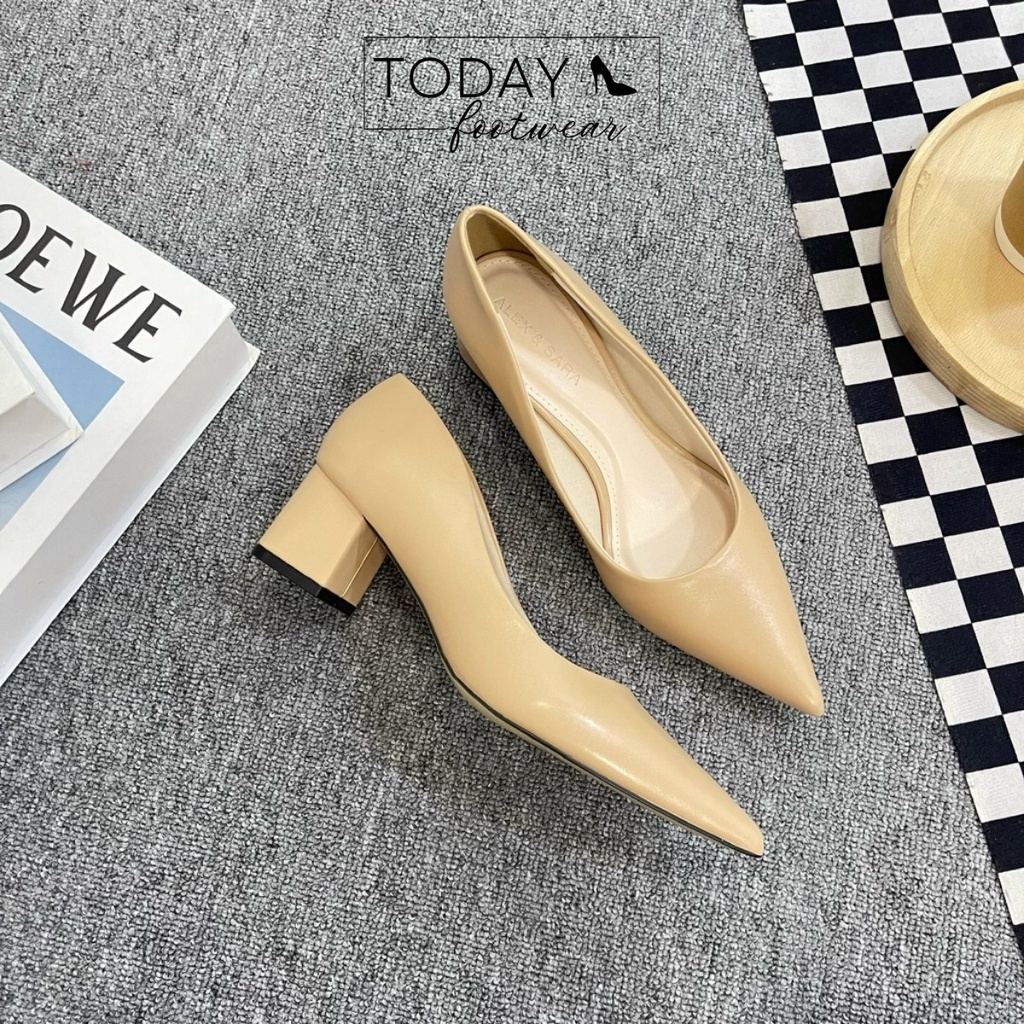 Giày cao gót mũi nhọn gót vuông cao 5cm thời trang công sở Today Footwear | TD001