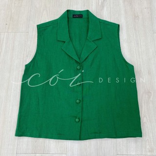 Áo Sát Nách Nút Bọc Linen Cói Design