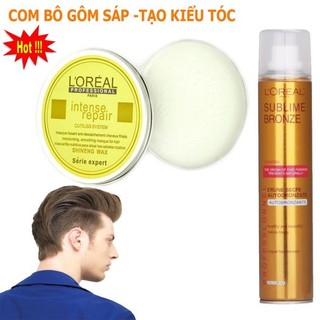 Gôm xịt tóc l'oreal sublime bronze 320ml + sáp vuốt tóc nam l'oreal 100g tặng lược tạo kiểu_camy store